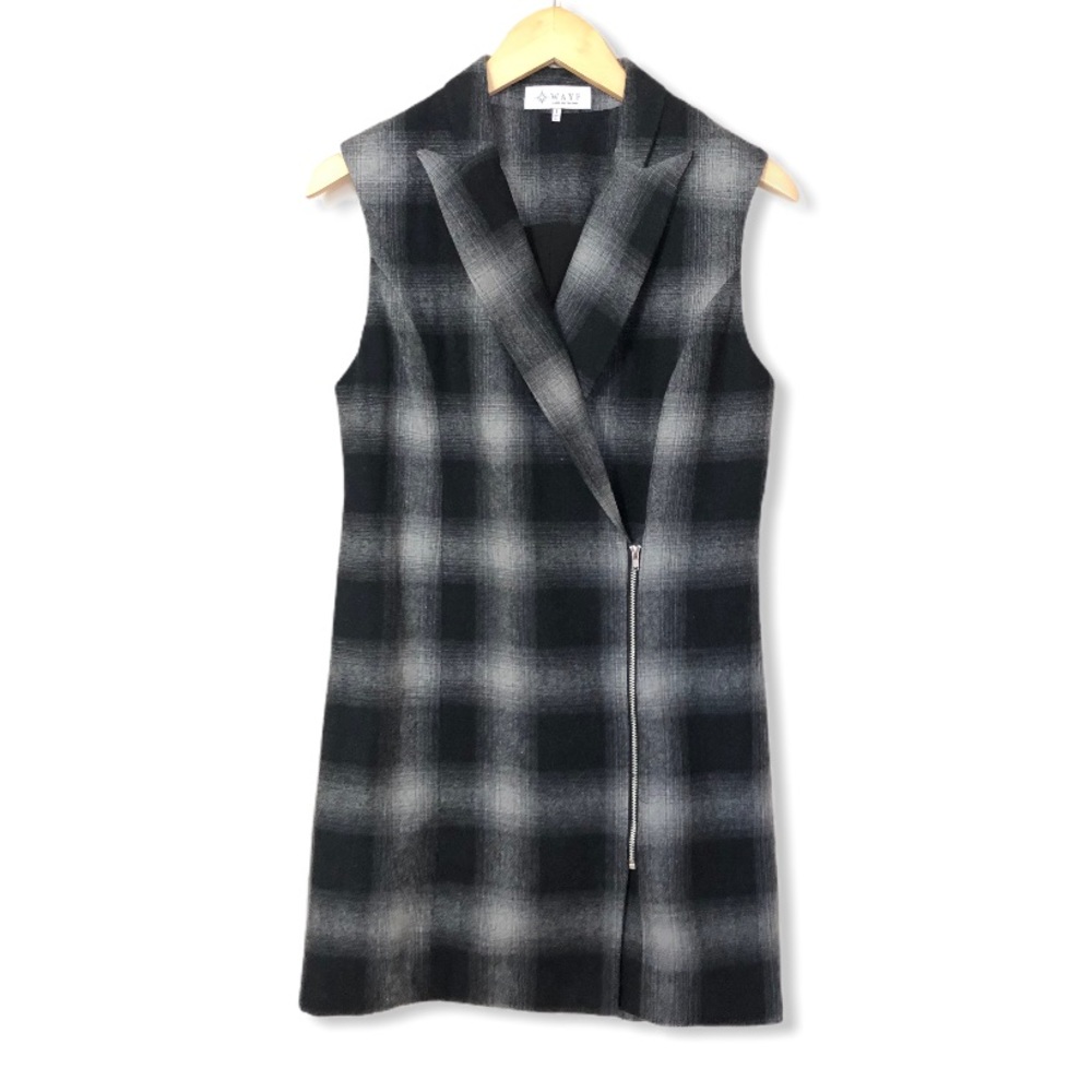 WAYF Plaid Wool British Style Coat Dress—S